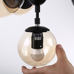 Quatro postes de luz estilo europeu moderno Modo luminária pendente de vidro e metal para decoração de foyer luminária lustre industrial