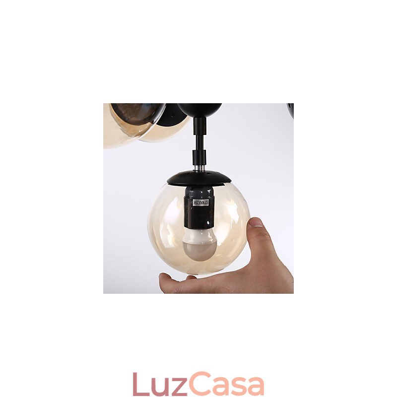 Quatro postes de luz estilo europeu moderno Modo luminária pendente de vidro e metal para decoração de foyer luminária lustre industrial