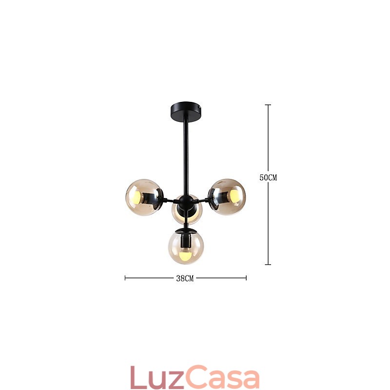 Quatro postes de luz estilo europeu moderno Modo luminária pendente de vidro e metal para decoração de foyer luminária lustre industrial