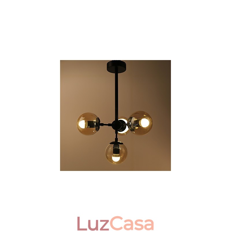 Quatro postes de luz estilo europeu moderno Modo luminária pendente de vidro e metal para decoração de foyer luminária lustre industrial