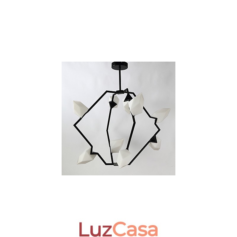 Lâmpada pendente moderna de metal com vidro pêssego Nine Light Post, luminária pendente decorativa para cantina