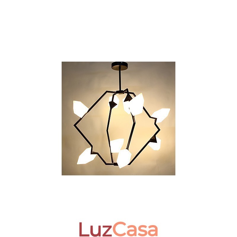 Lâmpada pendente moderna de metal com vidro pêssego Nine Light Post, luminária pendente decorativa para cantina