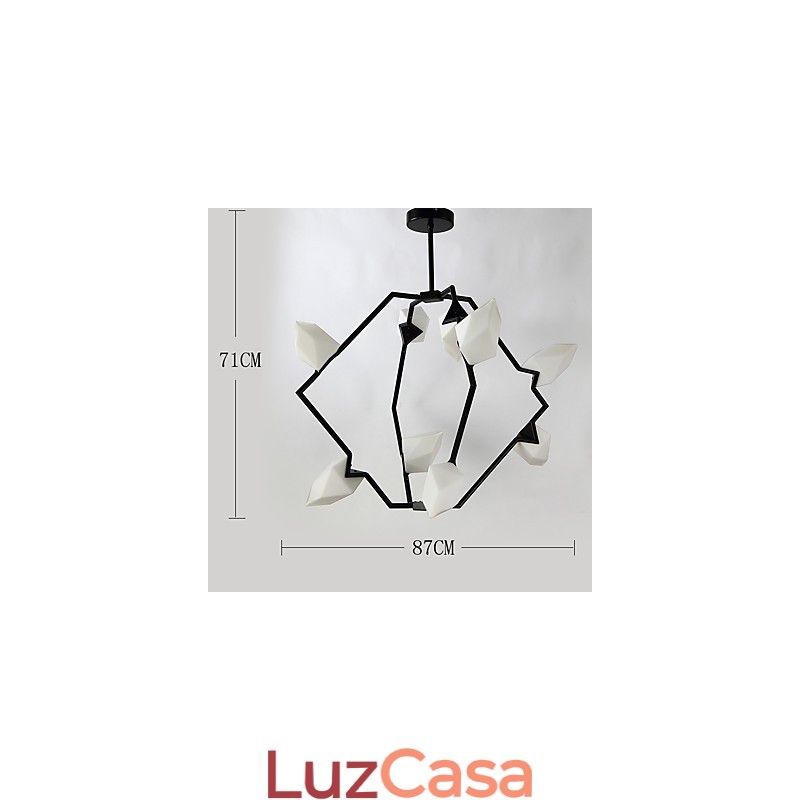 Lâmpada pendente moderna de metal com vidro pêssego Nine Light Post, luminária pendente decorativa para cantina