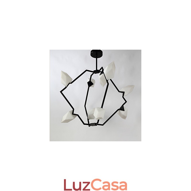 Lâmpada pendente moderna de metal com vidro pêssego Nine Light Post, luminária pendente decorativa para cantina
