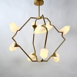 Lâmpada pendente moderna de metal com vidro pêssego Nine Light Post, luminária pendente decorativa para cantina