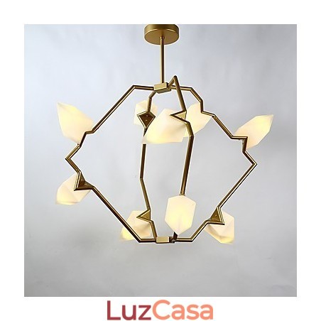 Lâmpada pendente moderna de metal com vidro pêssego Nine Light Post, luminária pendente decorativa para cantina Lâmpada pendente moderna de metal com vidro pêssego Nine Light Post, luminária pendente decorativa para cantina