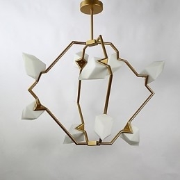 Lâmpada pendente moderna de metal com vidro pêssego Nine Light Post, luminária pendente decorativa para cantina