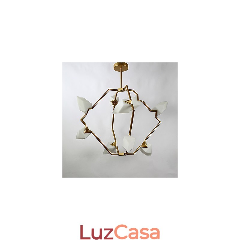 Lâmpada pendente moderna de metal com vidro pêssego Nine Light Post, luminária pendente decorativa para cantina