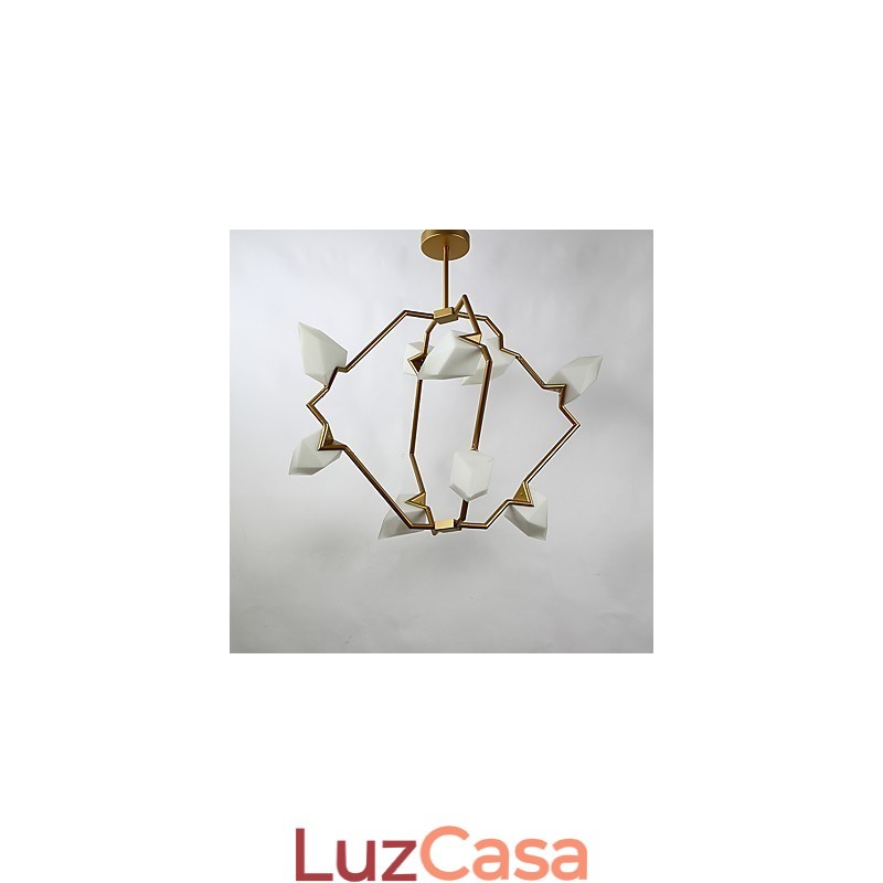 Lâmpada pendente moderna de metal com vidro pêssego Nine Light Post, luminária pendente decorativa para cantina