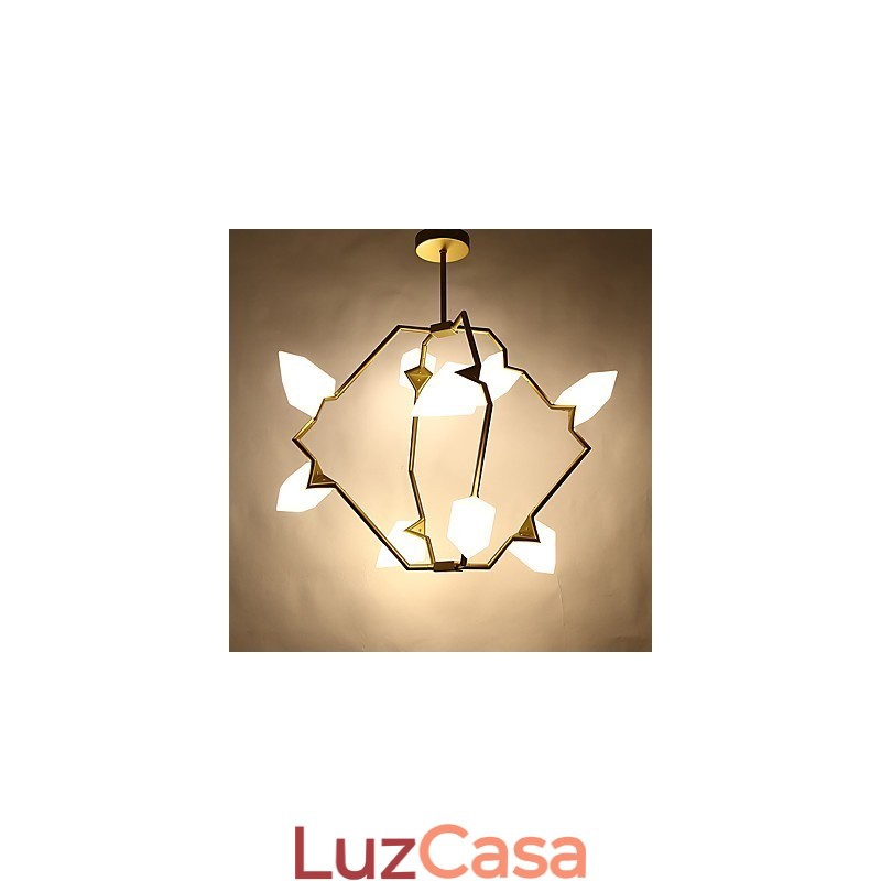 Lâmpada pendente moderna de metal com vidro pêssego Nine Light Post, luminária pendente decorativa para cantina