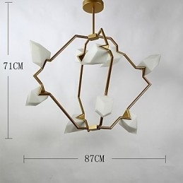Lâmpada pendente moderna de metal com vidro pêssego Nine Light Post, luminária pendente decorativa para cantina