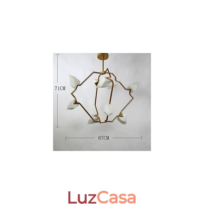 Lâmpada pendente moderna de metal com vidro pêssego Nine Light Post, luminária pendente decorativa para cantina