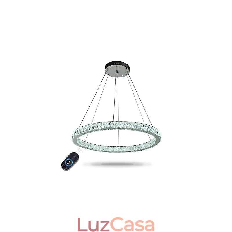 Luminária pendente de teto em anel regulável, lustre moderno, iluminação interna, luz com controle remoto