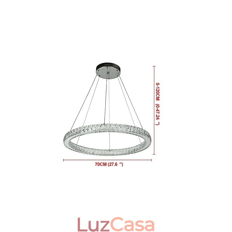 Luminária pendente de teto em anel regulável, lustre moderno, iluminação interna, luz com controle remoto