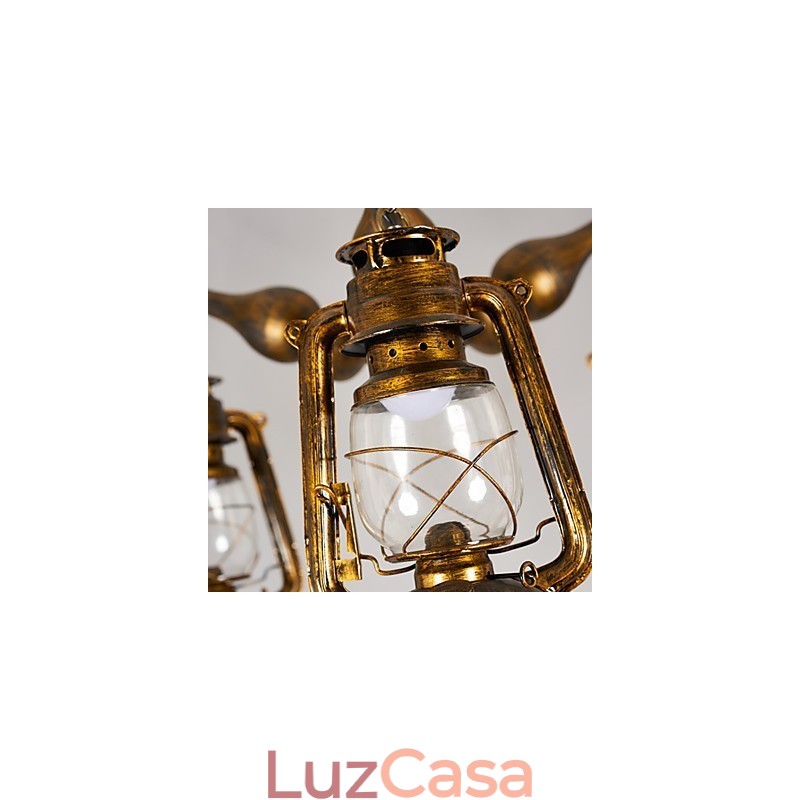 Lustre de metal rústico estilo chalé vintage retrô country globo pintura característica para designers de estilo mini