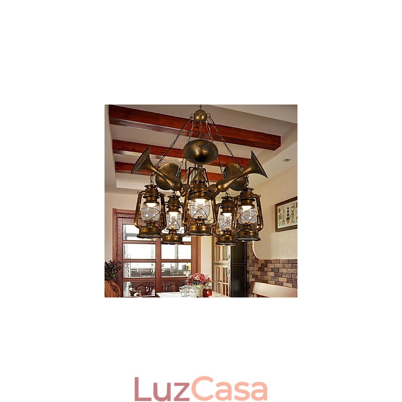 Lustre de metal rústico estilo chalé vintage retrô country globo pintura característica para designers de estilo mini