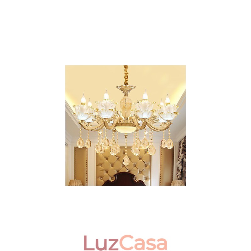 Lustre de cristal de liga de zinco estilo europeu para casa