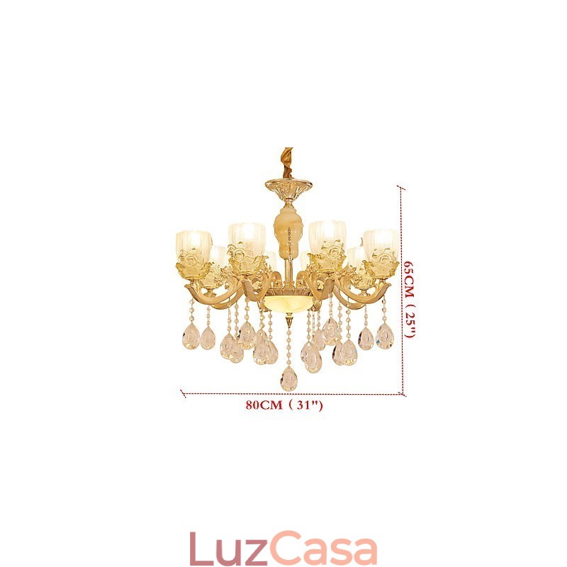 Lustre de cristal de liga de zinco estilo europeu para casa