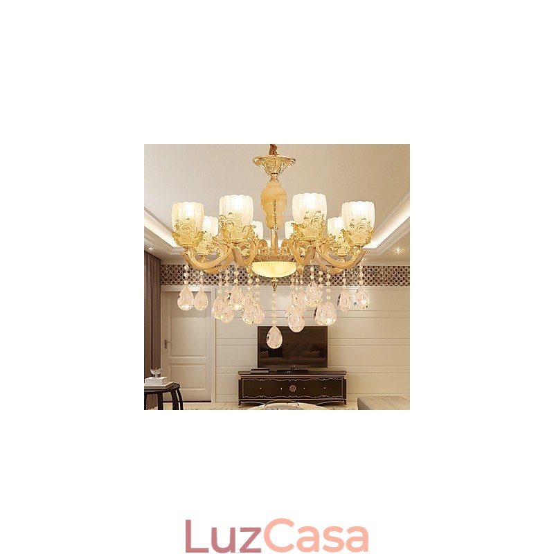Lustre de cristal de liga de zinco estilo europeu para casa