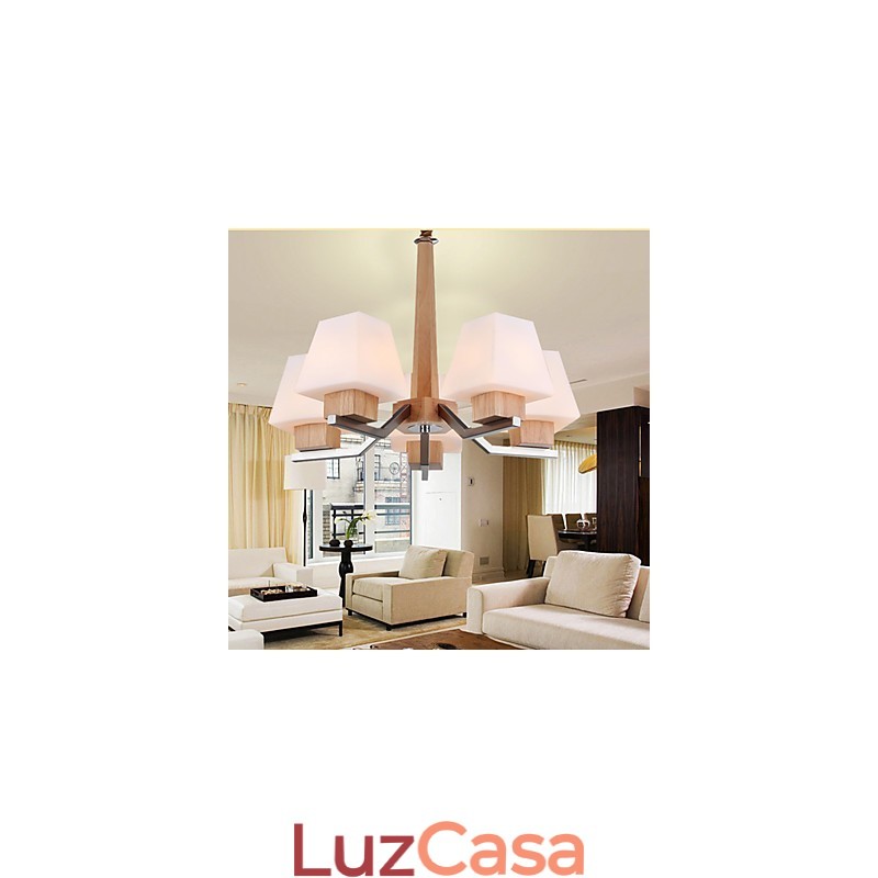 Característica eletroplatada contemporânea moderna para lustre de bambu de madeira