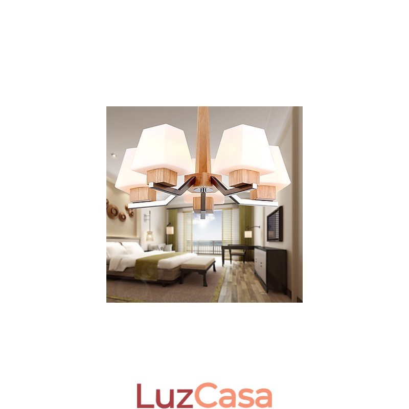 Característica eletroplatada contemporânea moderna para lustre de bambu de madeira