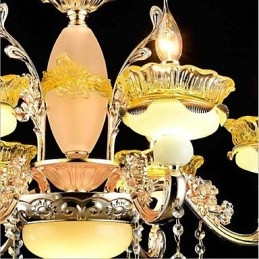 Recurso tradicional clássico galvanizado para lustre de metal estilo mini cristal com 8 lâmpadas