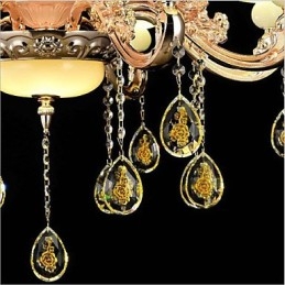 Recurso tradicional clássico galvanizado para lustre de metal estilo mini cristal com 8 lâmpadas