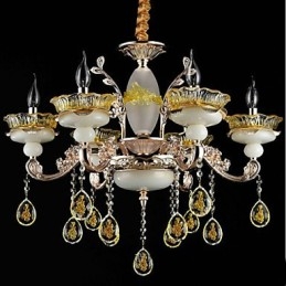 Recurso tradicional clássico galvanizado para lustre de metal estilo mini cristal com 8 lâmpadas