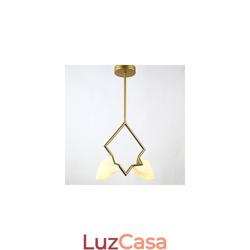 2 postes de luz modernos de metal com lustre de vidro pêssego, luminária pendente para decoração de cantina