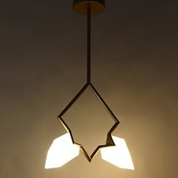 2 postes de luz modernos de metal com lustre de vidro pêssego, luminária pendente para decoração de cantina