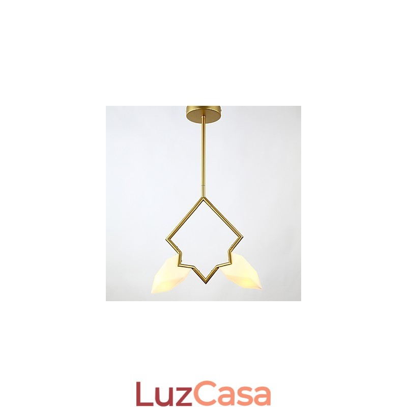 2 postes de luz modernos de metal com lustre de vidro pêssego, luminária pendente para decoração de cantina