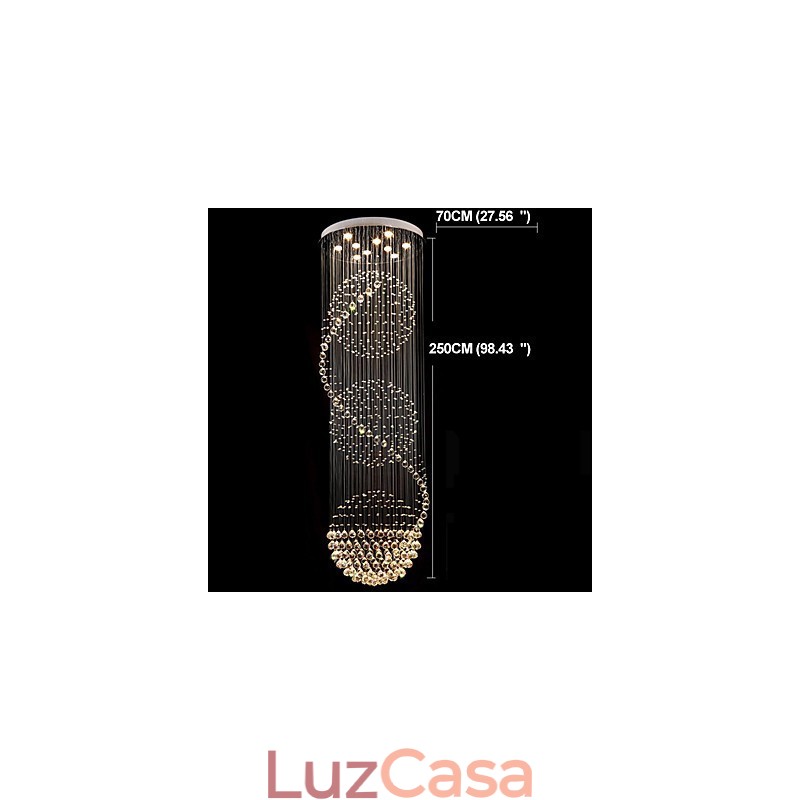 10 Luzes 2,5 Metros de Comprimento Longo Gota de Chuva Gota de Lágrima Moderno Lustre de Teto de Cristal Pendente de Luz Interna