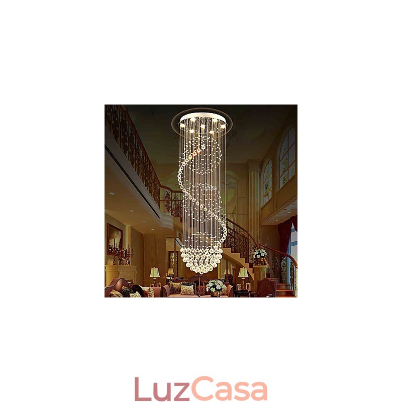 10 Luzes 2,5 Metros de Comprimento Longo Gota de Chuva Gota de Lágrima Moderno Lustre de Teto de Cristal Pendente de Luz Interna