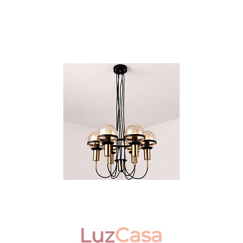 Lustre personalizado de 6 luzes com cúpula de vidro