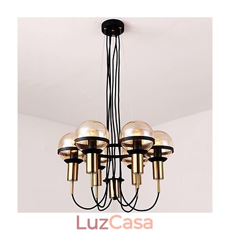 Lustre personalizado de 6 luzes com cúpula de vidro Lustre personalizado de 6 luzes com cúpula de vidro