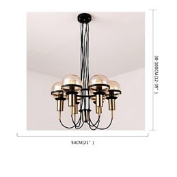 Lustre personalizado de 6 luzes com cúpula de vidro