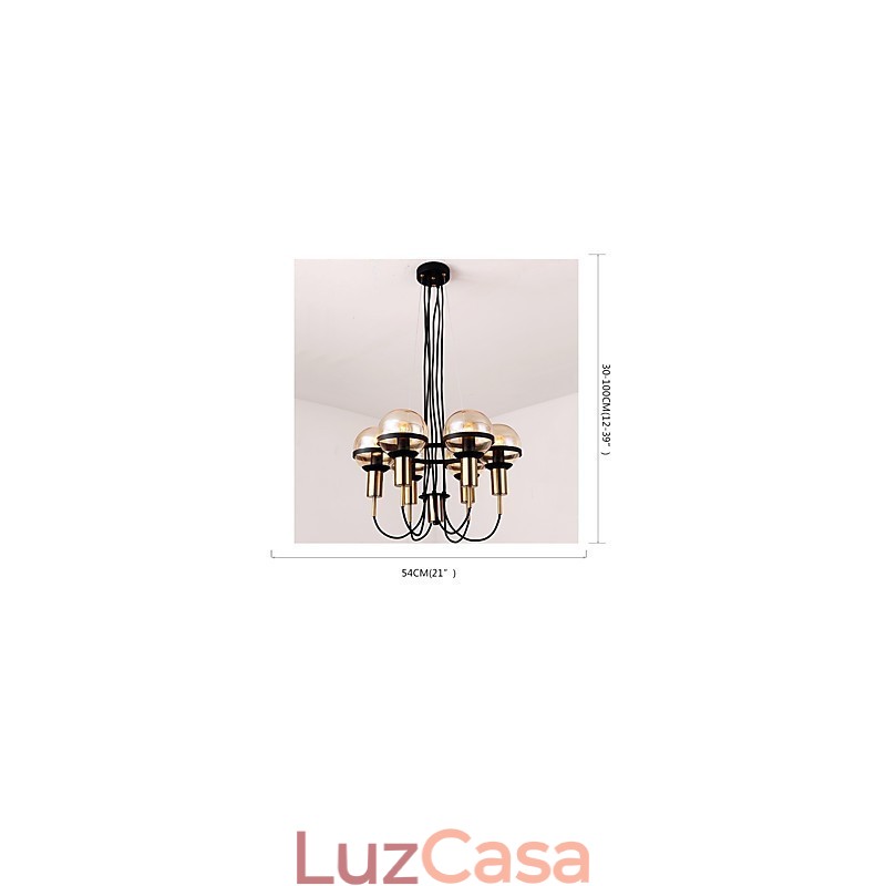 Lustre personalizado de 6 luzes com cúpula de vidro