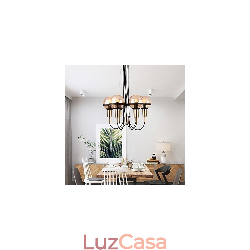 Lustre personalizado de 6 luzes com cúpula de vidro