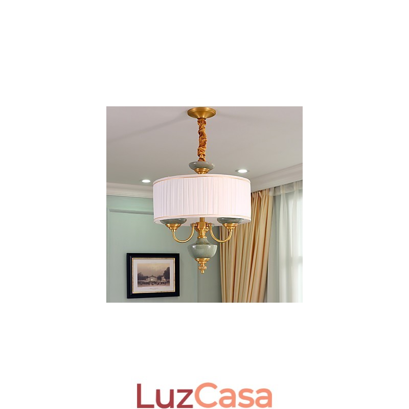 Lustre todo em cobre Lustre decorativo em jade