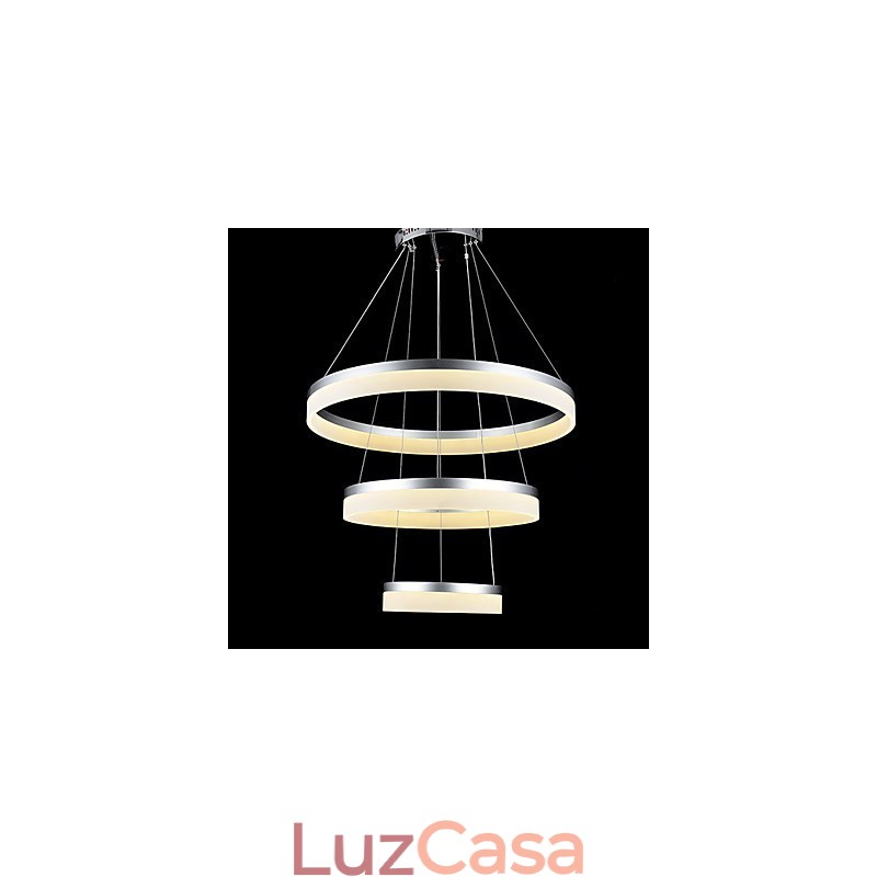 Luzes de lustre redondas, iluminação, lâmpadas de acrílico modernas, luxuosas, três anéis, luminárias de teto