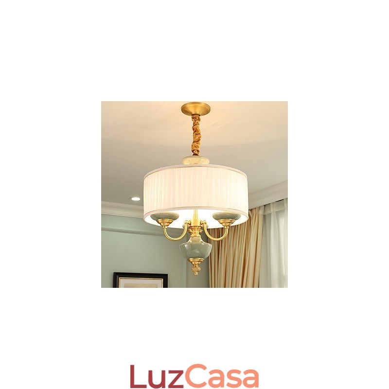 Lustre todo em cobre Lustre decorativo em jade
