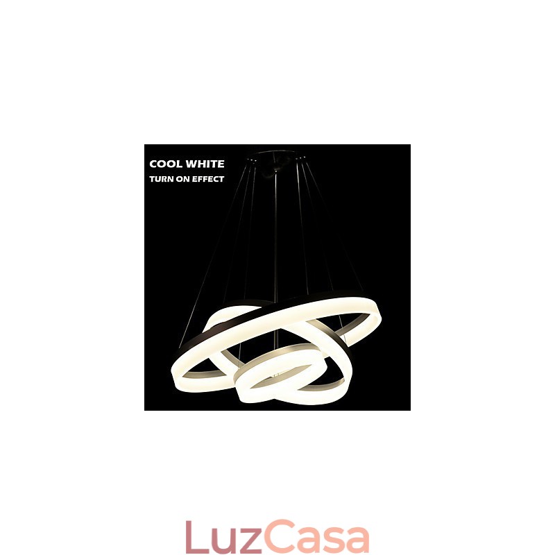 Luzes de lustre redondas, iluminação, lâmpadas de acrílico modernas, luxuosas, três anéis, luminárias de teto