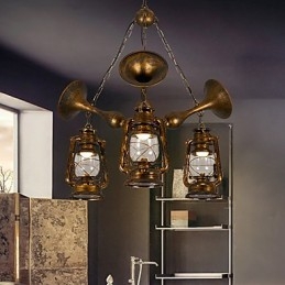 Lustre de metal rústico estilo chalé vintage retrô country globo pintura característica para designers de estilo mini