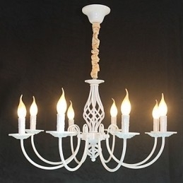 Lâmpada de ferro simples europeia Lâmpada de vela 8 Lustre