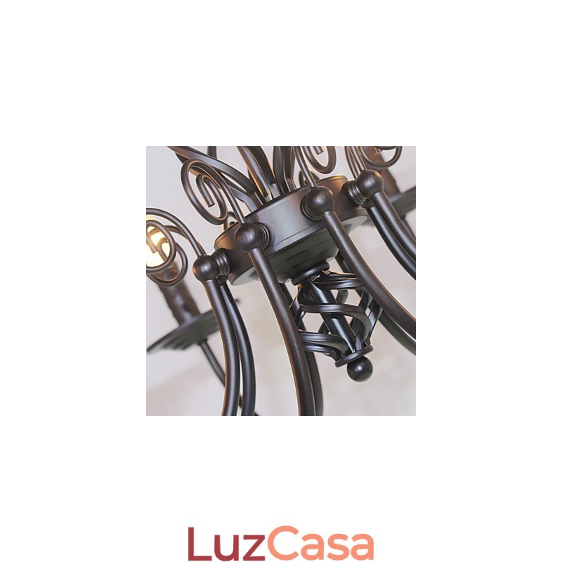 Lâmpada de ferro simples europeia Lâmpada de vela 8 Lustre