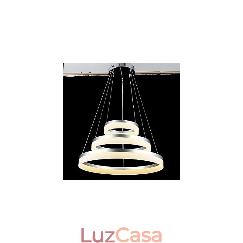 Luzes de lustre redondas, iluminação, lâmpadas de acrílico modernas, luxuosas, três anéis, luminárias de teto