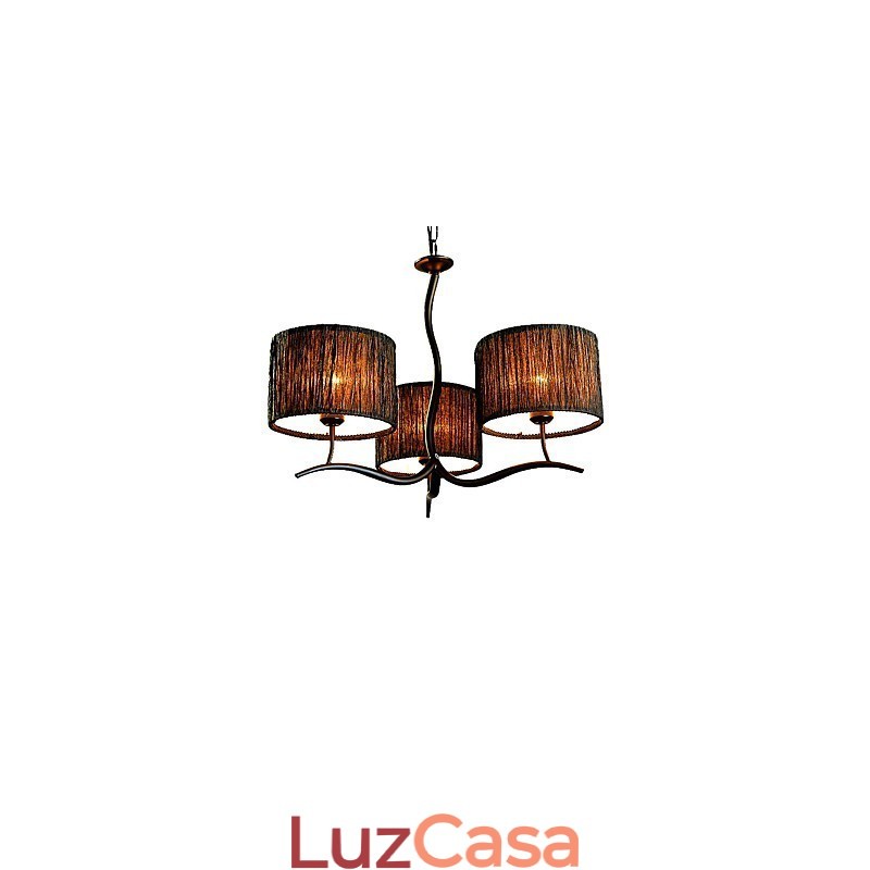 Lustre clássico tradicional de 3 luzes com cúpula de tecido simples