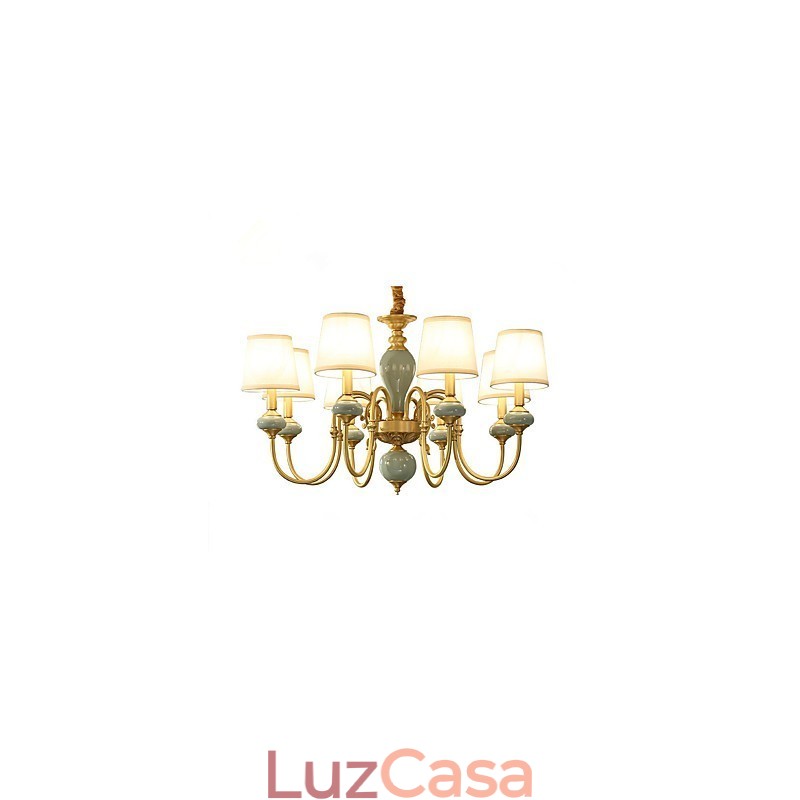 Lustre Tradicional Clássico Country Latão Recurso para Mini Estilo Metal 8 Lâmpadas