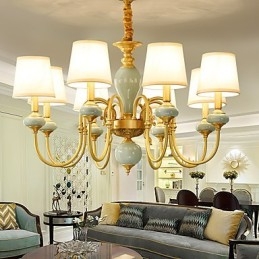 Lustre Tradicional Clássico Country Latão Recurso para Mini Estilo Metal 8 Lâmpadas