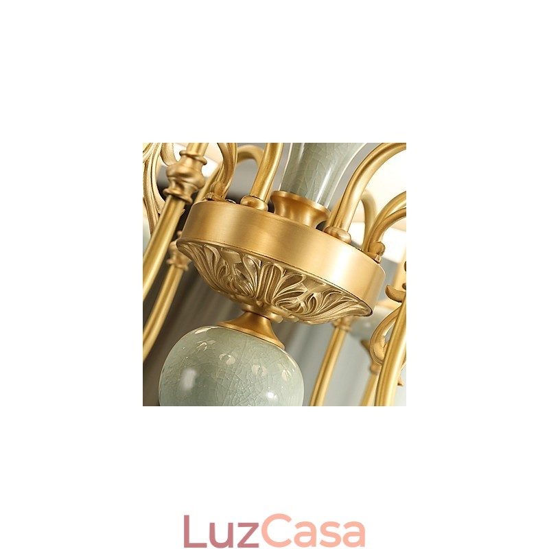 Lustre Tradicional Clássico Country Latão Recurso para Mini Estilo Metal 8 Lâmpadas